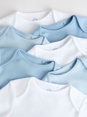Blue 7 Pack Baby Long Sleeve Bodysuits - Image 6 of 10