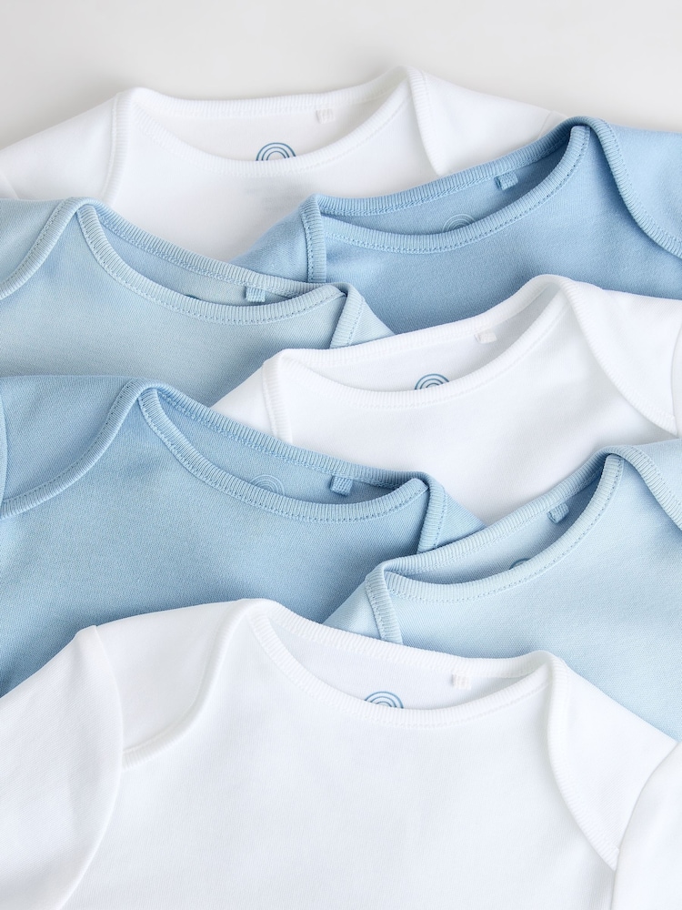 Blue 7 Pack Baby Long Sleeve Bodysuits - Image 7 of 10