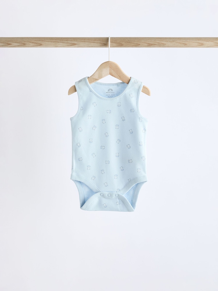 Blue Bear Print Baby Vests 5 Pack - Image 3 of 12