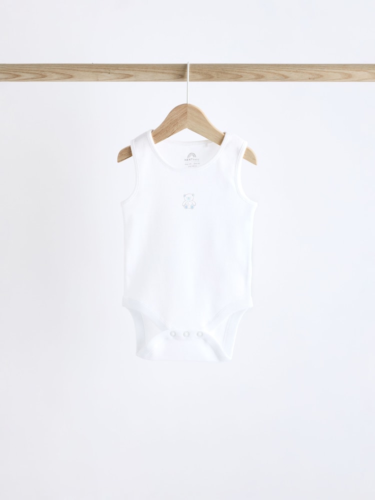 Blue Bear Print Baby Vests 5 Pack - Image 4 of 12