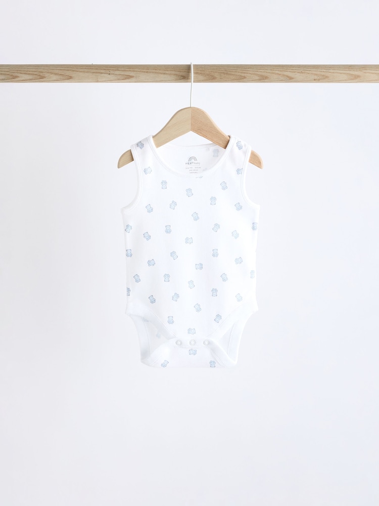 Blue Bear Print Baby Vests 5 Pack - Image 6 of 12