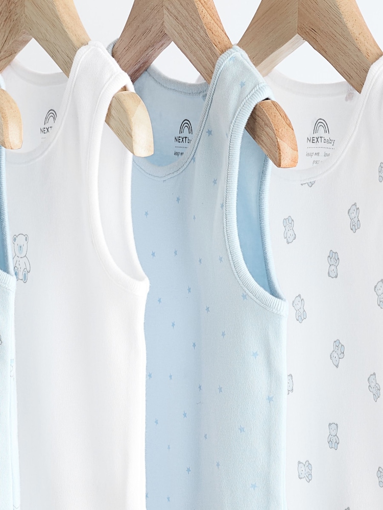 Blue Bear Print Baby Vests 5 Pack - Image 8 of 12