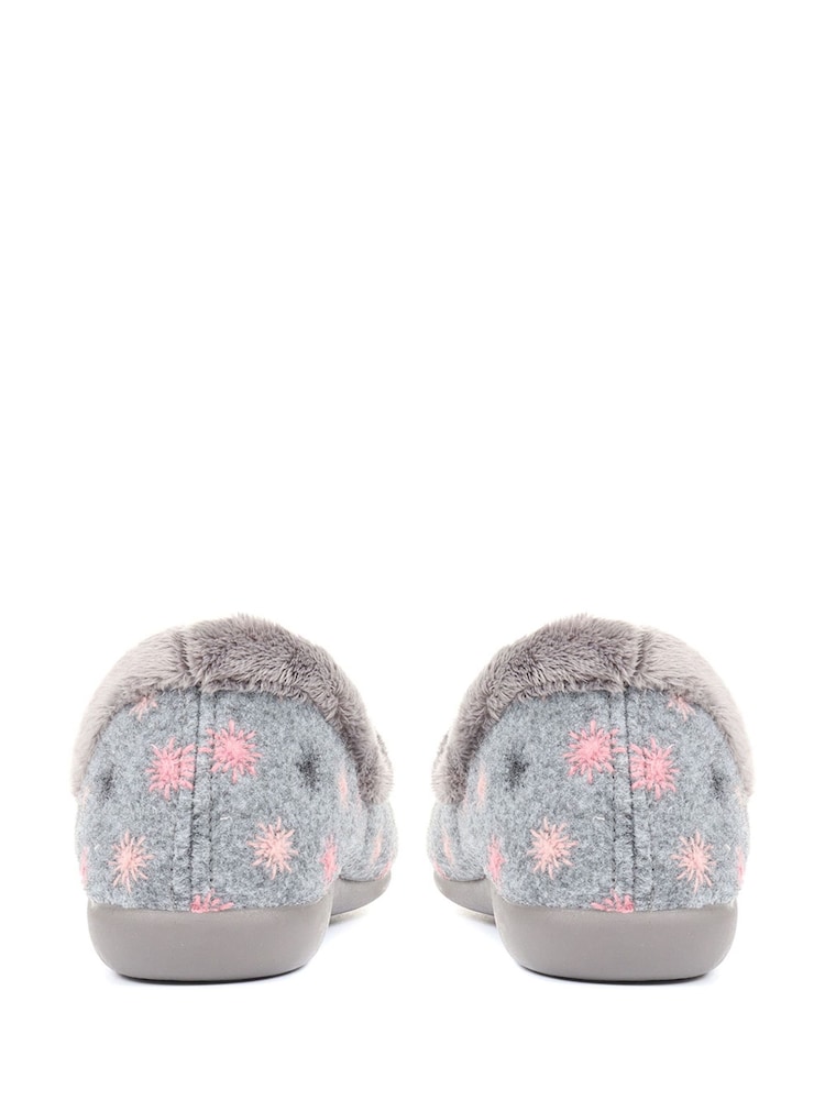 Pavers Grey Embroidered Slippers - Image 2 of 4