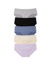 Victoria's Secret PINK Black/Grey/Nude/Blue/Purple Hipster 5 Pack Knickers - Image 1 of 3