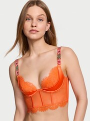Victoria's Secret Sunset Orange Hibiscus Hibiscus Shine Strap Corset Bra Top - Image 1 of 5