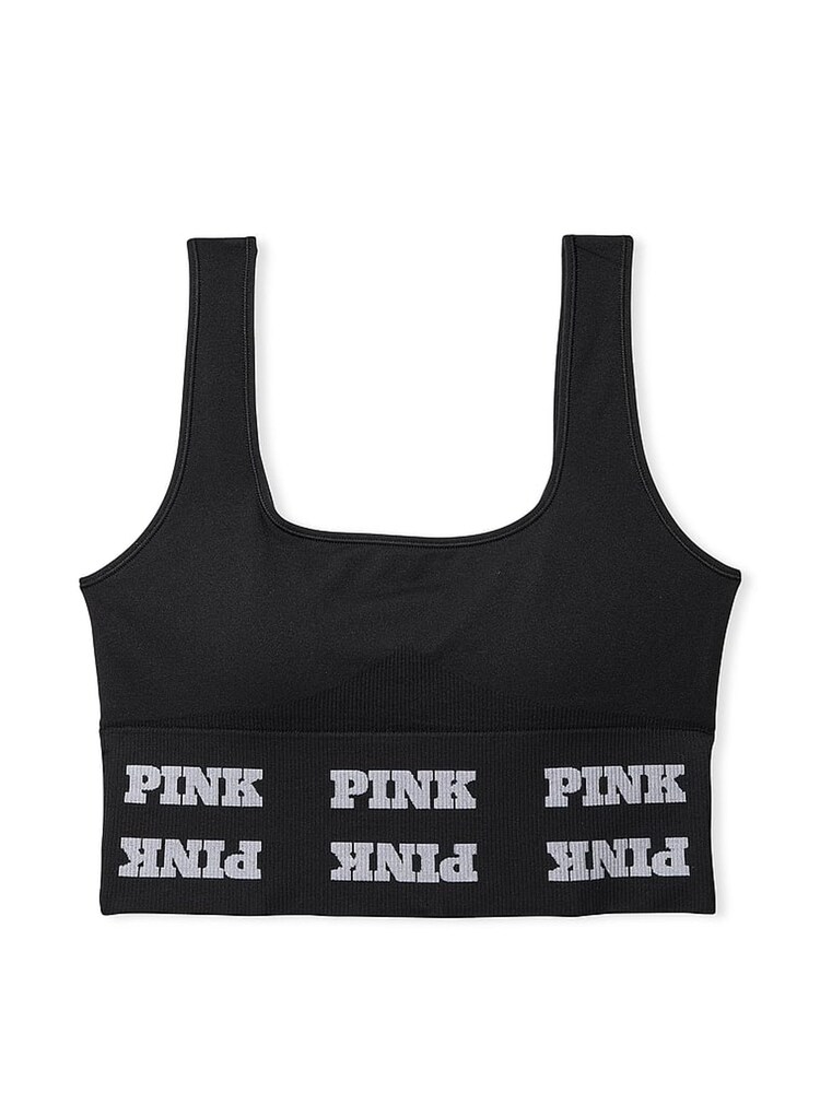 Victoria's Secret PINK Pure Black Seamless Logo Low Impact Sports Bra - Image 3 of 3