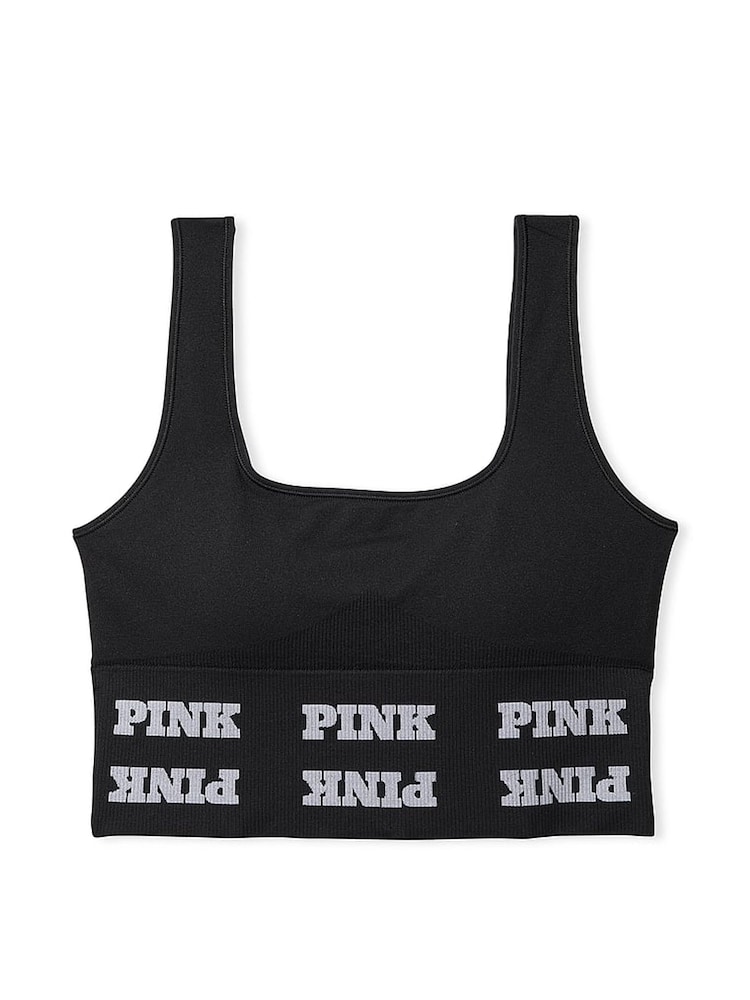 Victoria's Secret PINK Pure Black Seamless Logo Low Impact Sports Bra - Image 3 of 3 Victoria's Secret PINK Pure Black Seamless Logo Low Impact Sports Bra - Image 3 of 3
