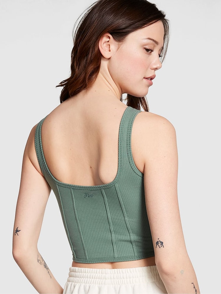 Victoria's Secret PINK Fresh Forest Green Corset Bralette - Image 2 of 3