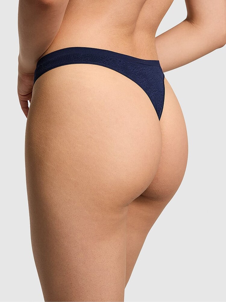 Victoria's Secret PINK Midnight Navy Blue Daisy Thong Knickers - Image 2 of 3