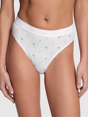 Victoria's Secret PINK Optic White Palm Print Brazilian Cotton Logo Knickers - Image 1 of 3