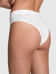 Victoria's Secret PINK Optic White Palm Print Brazilian Cotton Logo Knickers - Image 2 of 3