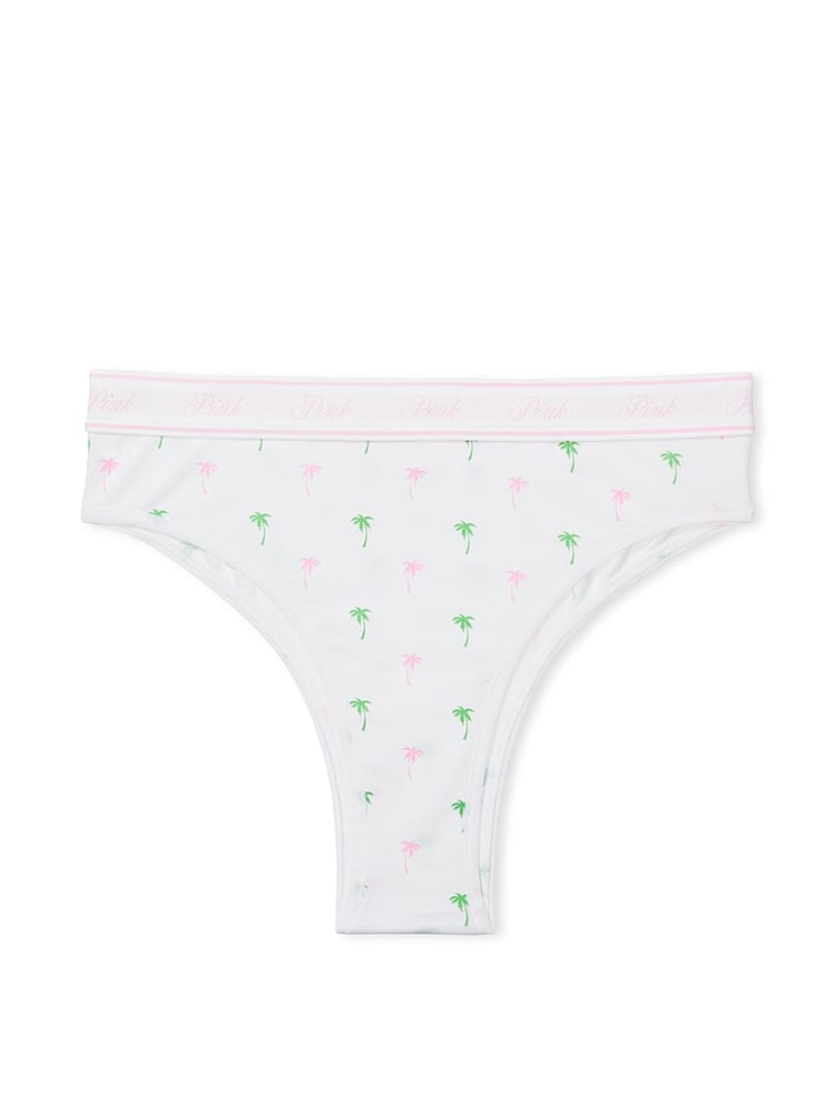 Victoria's Secret PINK Optic White Palm Print Brazilian Cotton Logo Knickers - Image 3 of 3