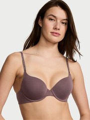 Victoria's Secret Cocoa Blush Purple Logo Strap Full Cup Push Up Bra - Image 1 of 4