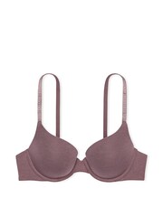 Victoria's Secret Cocoa Blush Purple Logo Strap Full Cup Push Up Bra - Image 4 of 4
