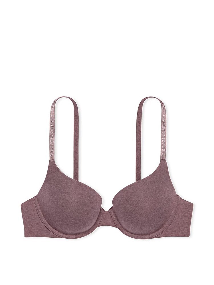 Victoria's Secret Cocoa Blush Purple Logo Strap Full Cup Push Up Bra - Image 4 of 4