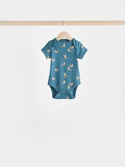 Teal Blue Baby 100% Cotton Bodysuits 7 Pack - Image 10 of 15