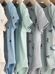 Teal Blue Baby 100% Cotton Bodysuits 7 Pack - Image 11 of 15