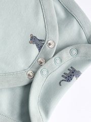 Teal Blue Baby 100% Cotton Bodysuits 7 Pack - Image 15 of 15