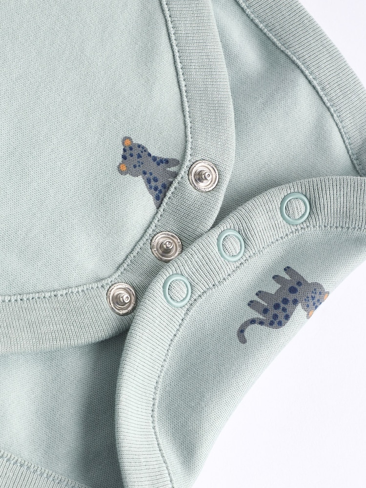 Teal Blue Baby 100% Cotton Bodysuits 7 Pack - Image 15 of 15