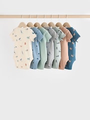 Teal Blue Baby 100% Cotton Bodysuits 7 Pack - Image 2 of 15