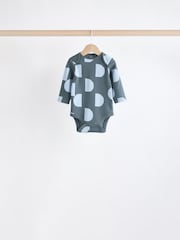 Blue Printed 5 Pack Long Sleeve Baby Bodysuits 5 Pack - Image 4 of 12