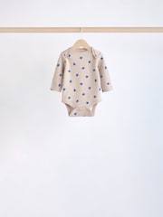 Blue Printed 5 Pack Long Sleeve Baby Bodysuits 5 Pack - Image 8 of 12