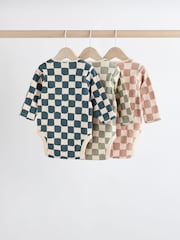 Mineral Checkerboard Baby Long Sleeve Bodysuits 3 Pack - Image 2 of 11