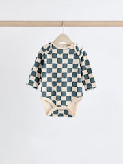 Mineral Checkerboard Baby Long Sleeve Bodysuits 3 Pack - Image 3 of 11