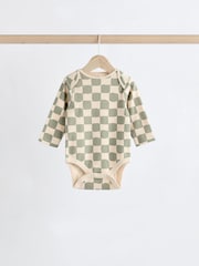 Mineral Checkerboard Baby Long Sleeve Bodysuits 3 Pack - Image 4 of 11