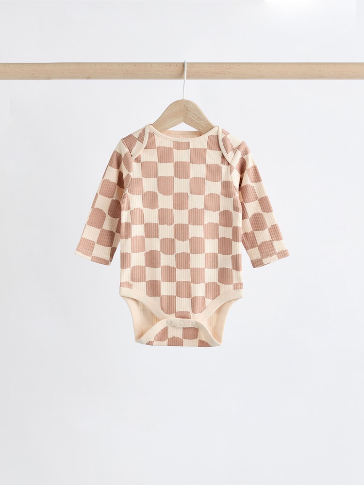 Mineral Checkerboard Baby Long Sleeve Bodysuits 3 Pack - Image 5 of 11