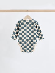 Mineral Checkerboard Baby Long Sleeve Bodysuits 3 Pack - Image 6 of 11