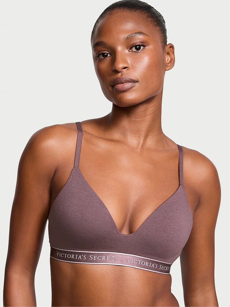 Victoria's Secret Cocoa Blush Purple Logo Band Non Wired Lightly Lined Bra - Image 1 of 4