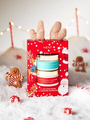 Set of 2 Face Masks and Novelty Reindeer Headband Set - Image 1 of 3