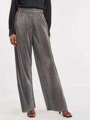 JD Williams Silver Metallic Plisse Trousers - Image 1 of 3