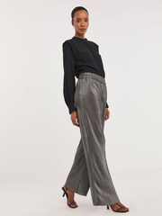 JD Williams Silver Metallic Plisse Trousers - Image 2 of 3