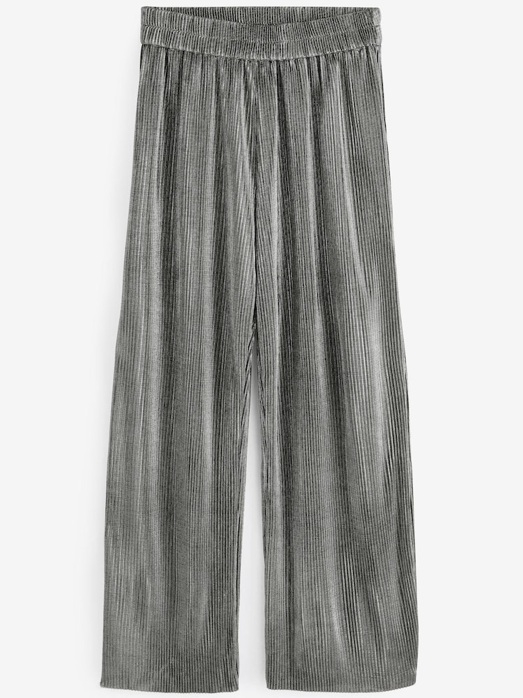 JD Williams Silver Metallic Plisse Trousers - Image 3 of 3