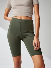 Khaki/Green Jersey Cycle Shorts - Image 1 of 7