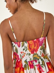 Roman Orange Cotton Floral Border Midi Dress - Image 5 of 6