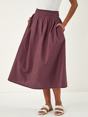 Roman Purple Cotton Poplin Midi Skirt - Image 1 of 4