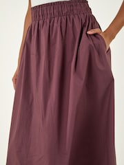 Roman Purple Cotton Poplin Midi Skirt - Image 3 of 4