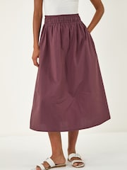 Roman Purple Cotton Poplin Midi Skirt - Image 4 of 4