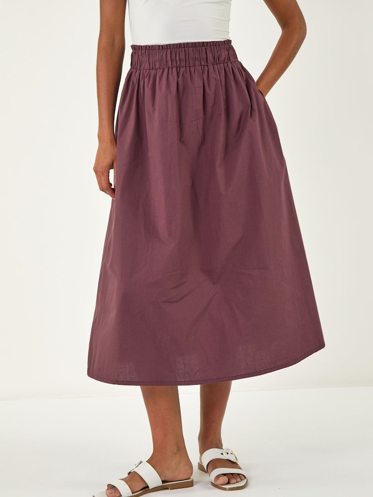 Roman Purple Cotton Poplin Midi Skirt - Image 4 of 4