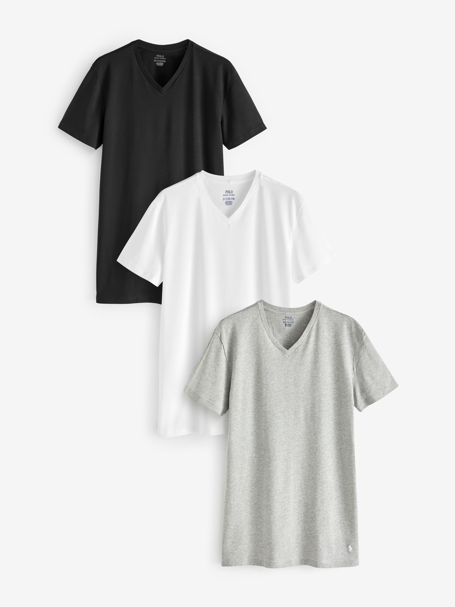 Sat n al Polo Ralph Lauren 100 Cotton V Neck Grey White T Shirts 3 Pack Next Turkey sitesinden