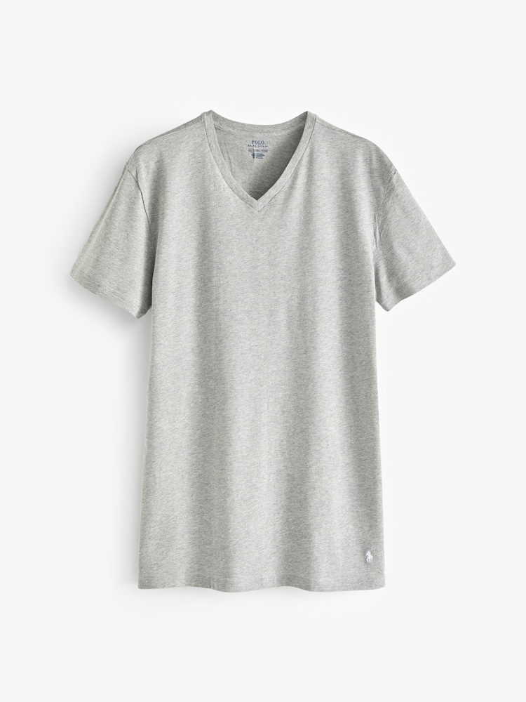 Polo Ralph Lauren Grey/White V-Neck Jersey Cotton 3-Pack T-Shirts - Image 3 of 4