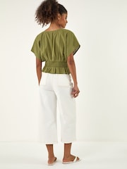 Roman Green Cotton Textured Pintuck Top - Image 2 of 4