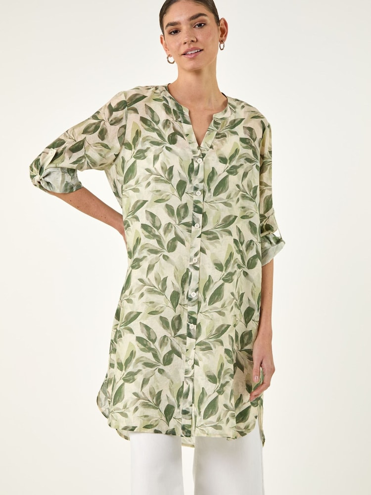Roman Green Floral Longline Tunic - Image 1 of 4 Roman Green Floral Longline Tunic - Image 1 of 4