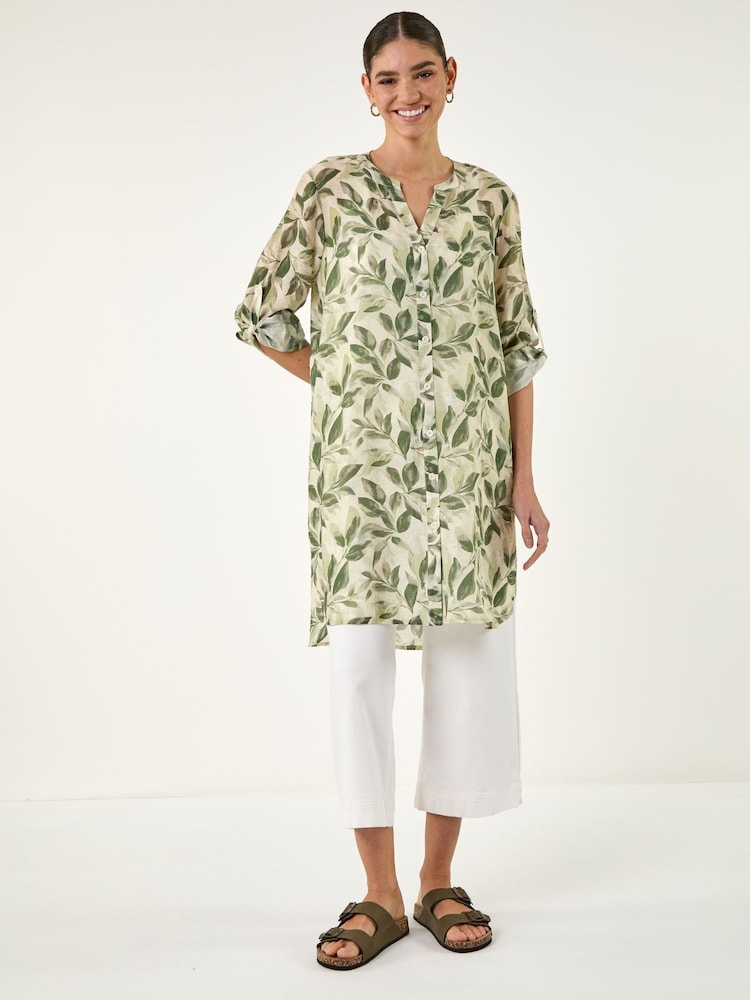 Roman Green Floral Longline Tunic - Image 2 of 4 Roman Green Floral Longline Tunic - Image 2 of 4