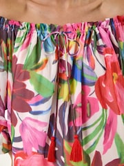 Roman Pink Floral Print Tie Front Bardot Top - Image 4 of 4