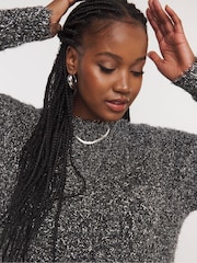 Simply Be Gunmetal Grey Tinsel Mini Jumper Dress - Image 4 of 4