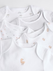 White Delicate Animal Print 5 Pack Long Sleeve Baby Bodysuits - Image 10 of 13